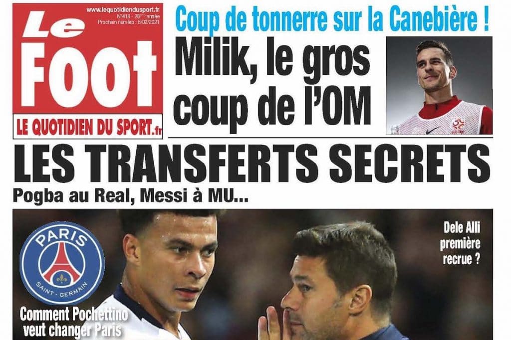 L’OM, les transferts, le PSG et l’OL à la Une  du journal Le Foot