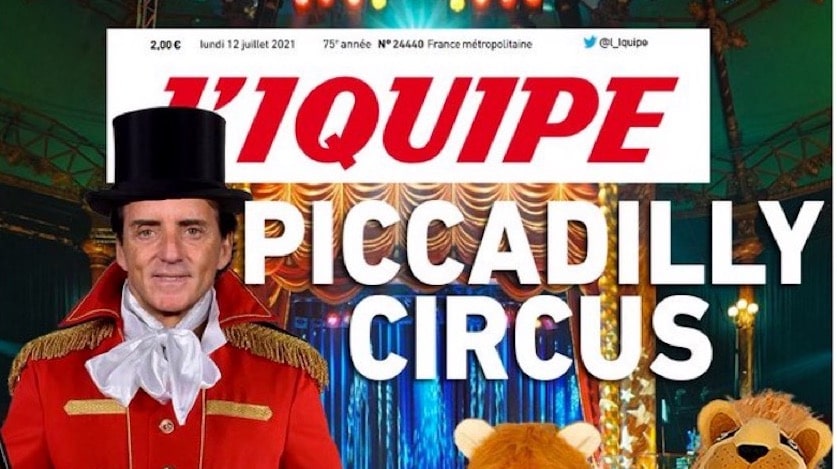 Euro : Mancini et les Italiens ont dompté les Three Lions, la Une de L’Iquipe ne va pas plaire aux Anglais…