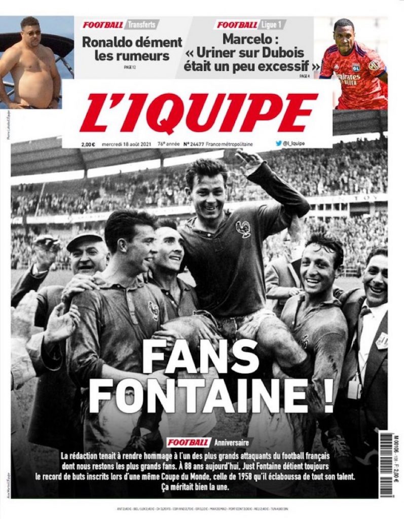 Fontaine, Ronaldo et Marcelo à la Une de l’IQUIPE du jour