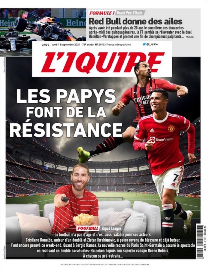 La Une du jour de l’IQUIPE : le football n’a pas d’âge