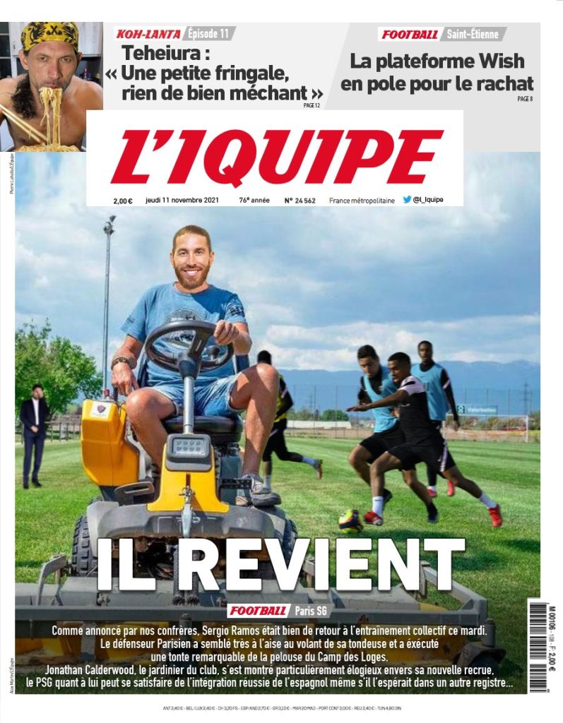 L’IQUIPE salue le retour de Sergio Ramos (PSG)