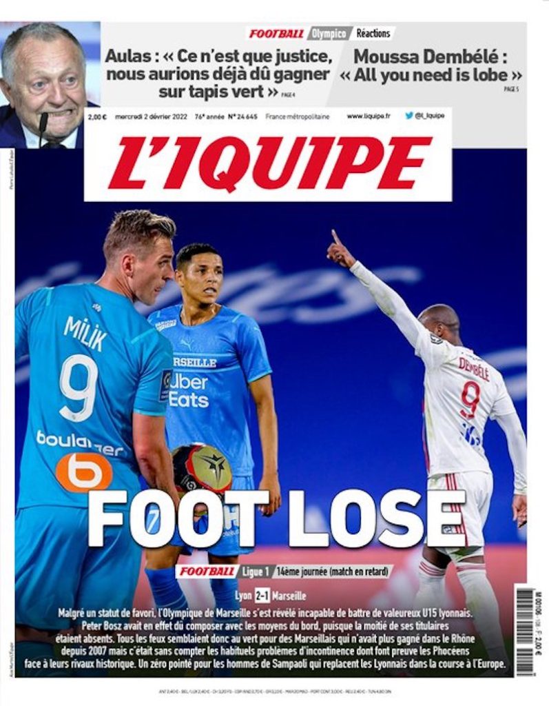 Ligue 1 : L’IQUIPE tacle l’OM, après l’Olympico