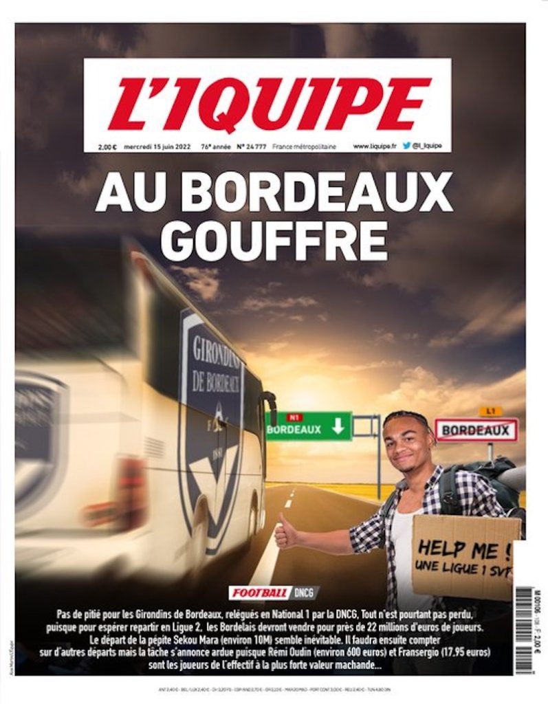 De la Ligue 1 au National : quand L’IQUIPE pleure les Girondins de Bordeaux