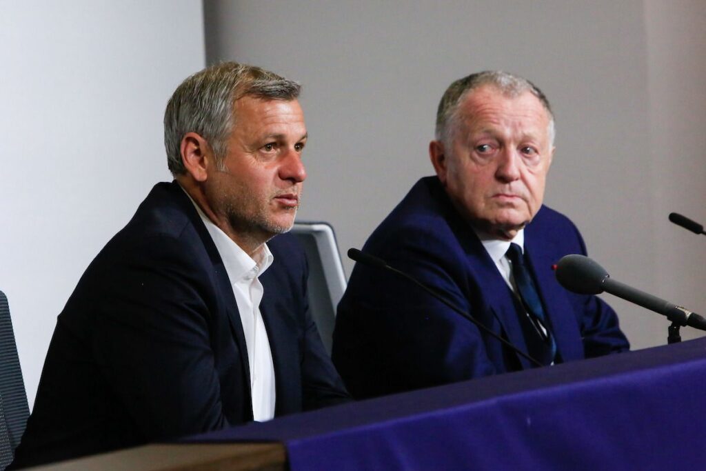 Genesio et Aulas lors d'OL Rennes en 2018.